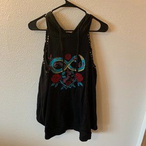 TORRID EMBROIDERED STUDDED COLD SHOULDER HOOD